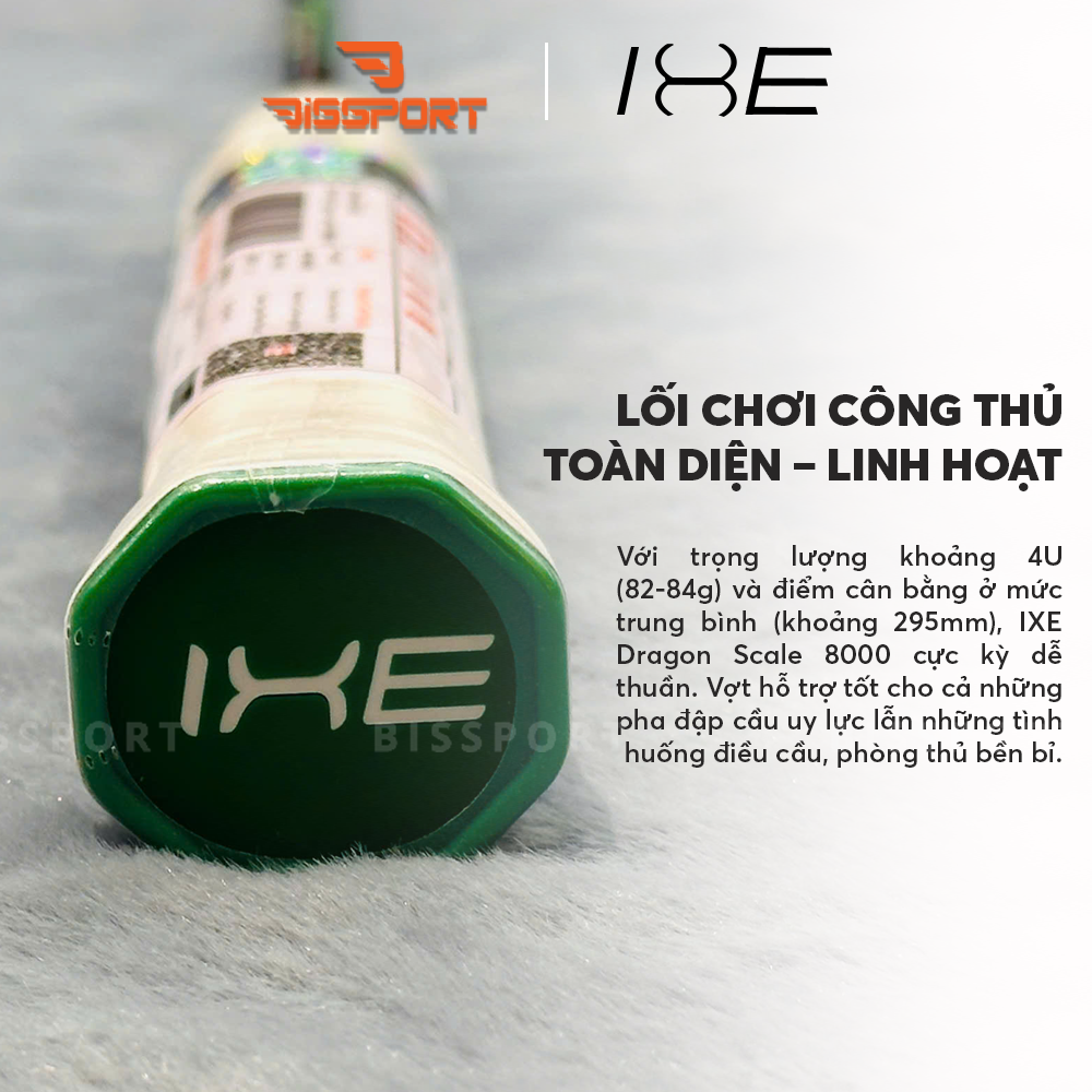 Vợt Cầu Lông IXE Long Lân 8000 Chính Hãng - 4U - Cân Bằng - Công Thủ Toàn Diện - Linh Hoạt - Bền Bỉ - Ổn Định